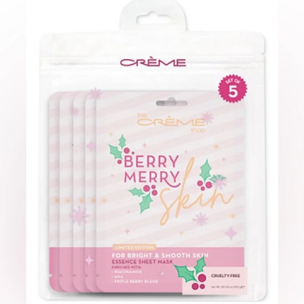 the Crème shop Berry Merry skin 5Pack Niacinamide AHA masks new in box